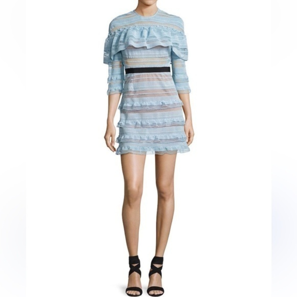 Cherie Blue Mini Grid Ruffle Black. And Retro Avant Garde Mini Dress Size Small